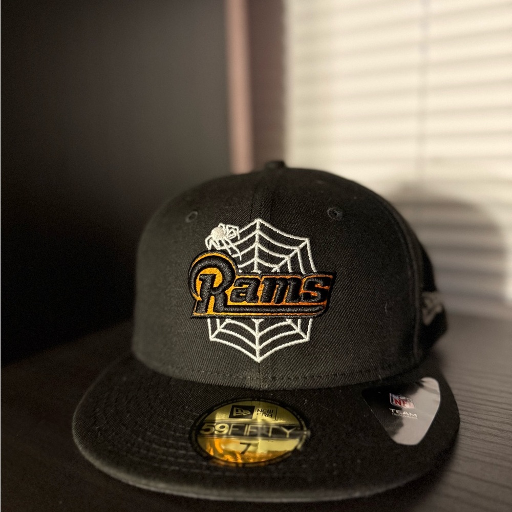 New Era Black Cap with Orange and White Rams Logo